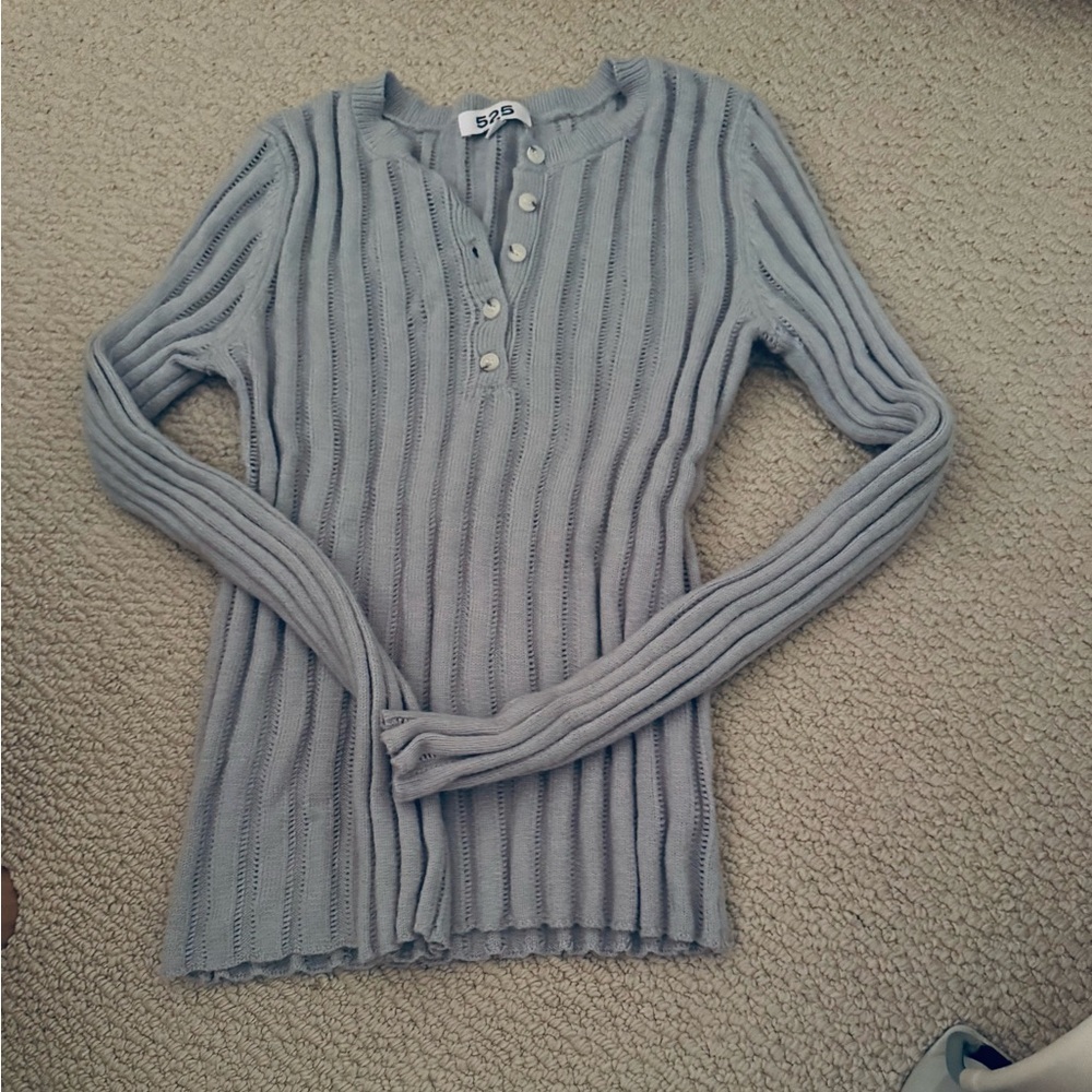 Rayon ribbed blue sweater